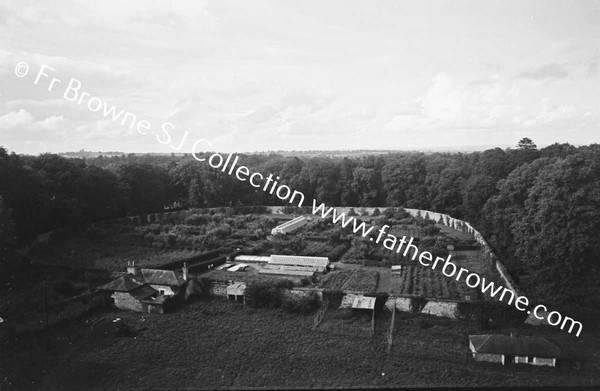 CORBALTON HALL  LOOKING DOWN FROM TOWER HOUSE AND GREAT COURTYARD WITH WALLED GARDEN